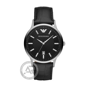 EMPORIO ARMANI Renato Black Leather Strap AR11186